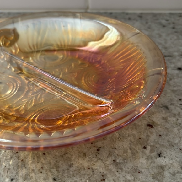 Vintage Indiana Glass Co. carnival glass divided dish - Picture 4 of 6